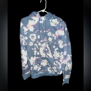 Adidas Blue and White Floral Hoodie